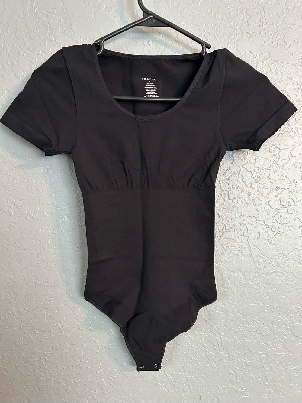 Scoop Neck Short-Sleeve Black Bodysuit